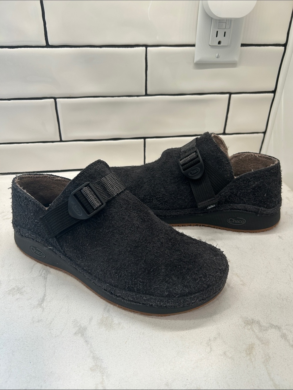 Chaco Paonia Clog Women’s Size 9 Charcoal Suede Wool - Picture 2 of 16
